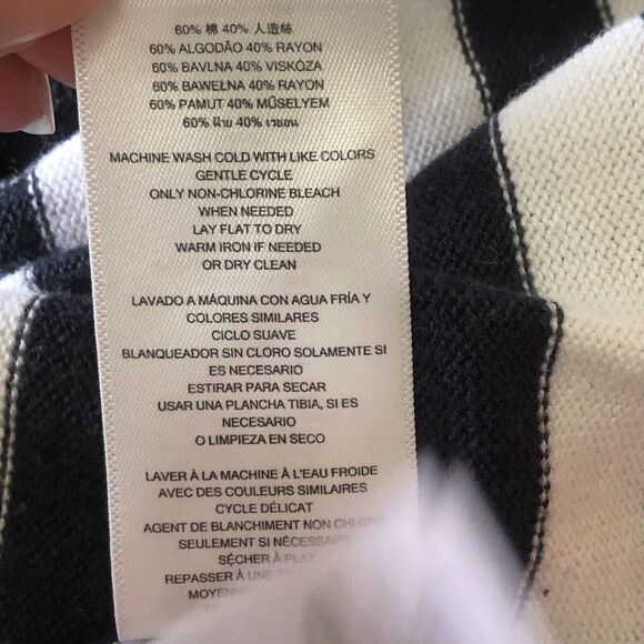 MICHAEL Michael Kors Women Sweater Orange Navy White Stripe Gold Grommets Large - Picture 13 of 16